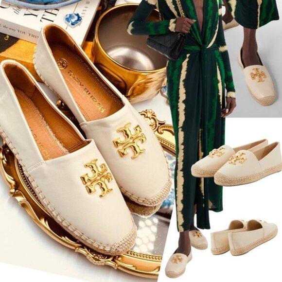 Tory Burch Shoes - 🆕  TORY BURCH 🧿 NWOB Eleanor Logo Leather Espadrilles, New Cream, Sz 8